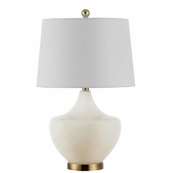 SAFAVIEH Demra 25 in. White Table Lamp with White Shade