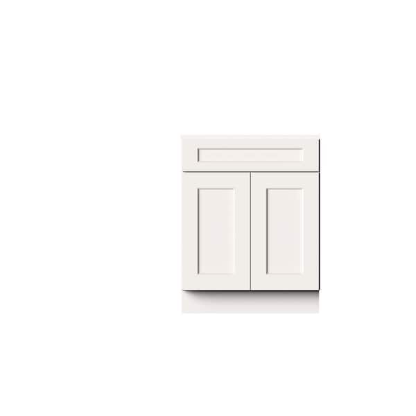 27 in. W x 24 in. D x 34.5 in. H Ready to Assemble Solid Wood Frame Shaker Drawer Base Kitchen Cabinet in White