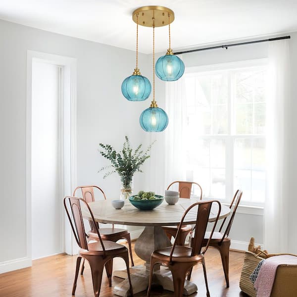 Henveton Kinlea 3 Light Blue Cluster Chandeliers with Globe
