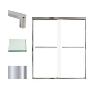 Frederick 59 in. W x 70 in. H Sliding Semi-Frameless Shower Door in Polished Chrome with Clear Glass