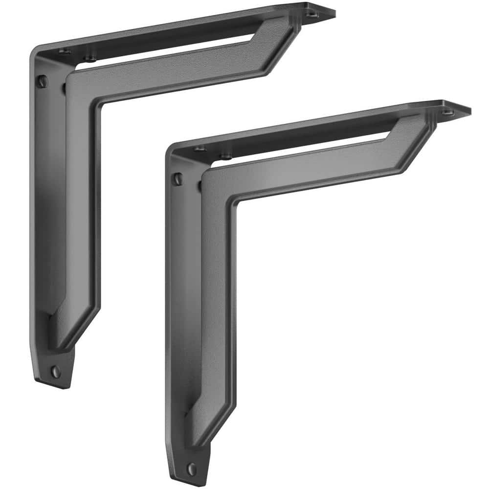 Starby Lucca Designer 10 in. L Black Iron Decorative Heavy Duty Shelf ...