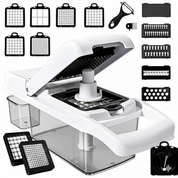 Stainless Steel 25-in-1 Vegetable Chopper with 13 Blades - Mandoline Slicer - Food Chopper with Container