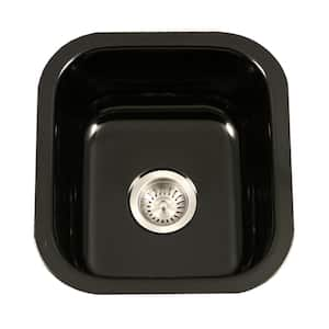 Houzer Porcela 17 in. Black Porcelain Enamel Steel Undermount Single Bowl Bar Sink - PCB-1750 BL