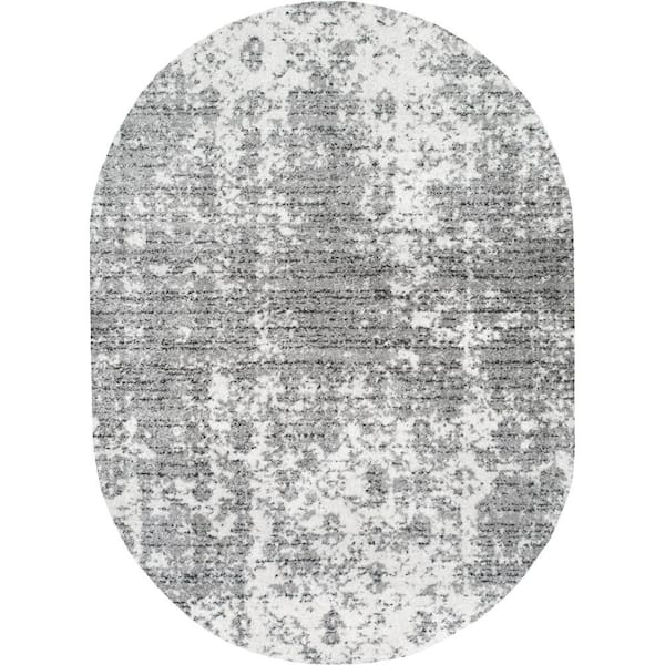 nuLOOM Deedra Misty Contemporary Gray 3 ft. x 5 ft. Oval Rug