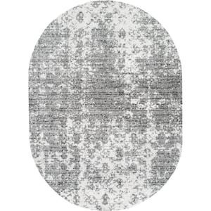 Deedra Misty Contemporary Gray 5 ft. x 8 ft. Oval Rug