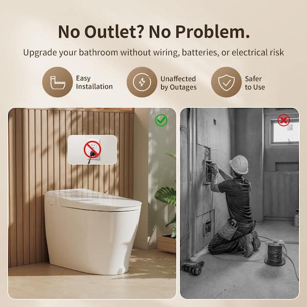 Non-Electric Elongated Bidet Toilet 1.28 GPF in White with ADA Chair Height, Foot Kick to Flush, Rear and Front Wash