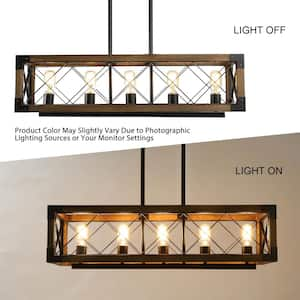 Colorado Modern Farmhouse 5- -Light Rectangular Box Black Dining Room Chandelier