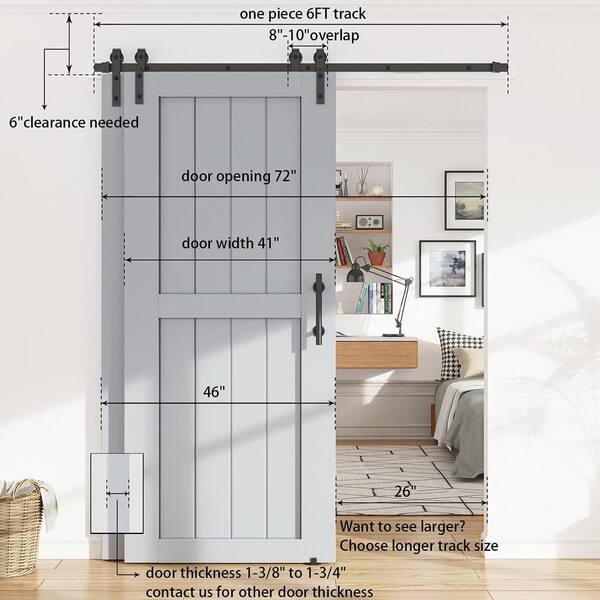 Winsoon 6ft 72 In Single Track Bypass Barn Door Hardware Double Doors Kit Sliding One Track Antique Roller For Cabinet Closet Gcm4994 1 The Home Depot