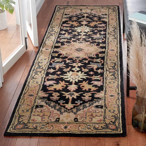 Heritage 2 ft. x 16 ft. Black/Gold Oriental Runner Rug