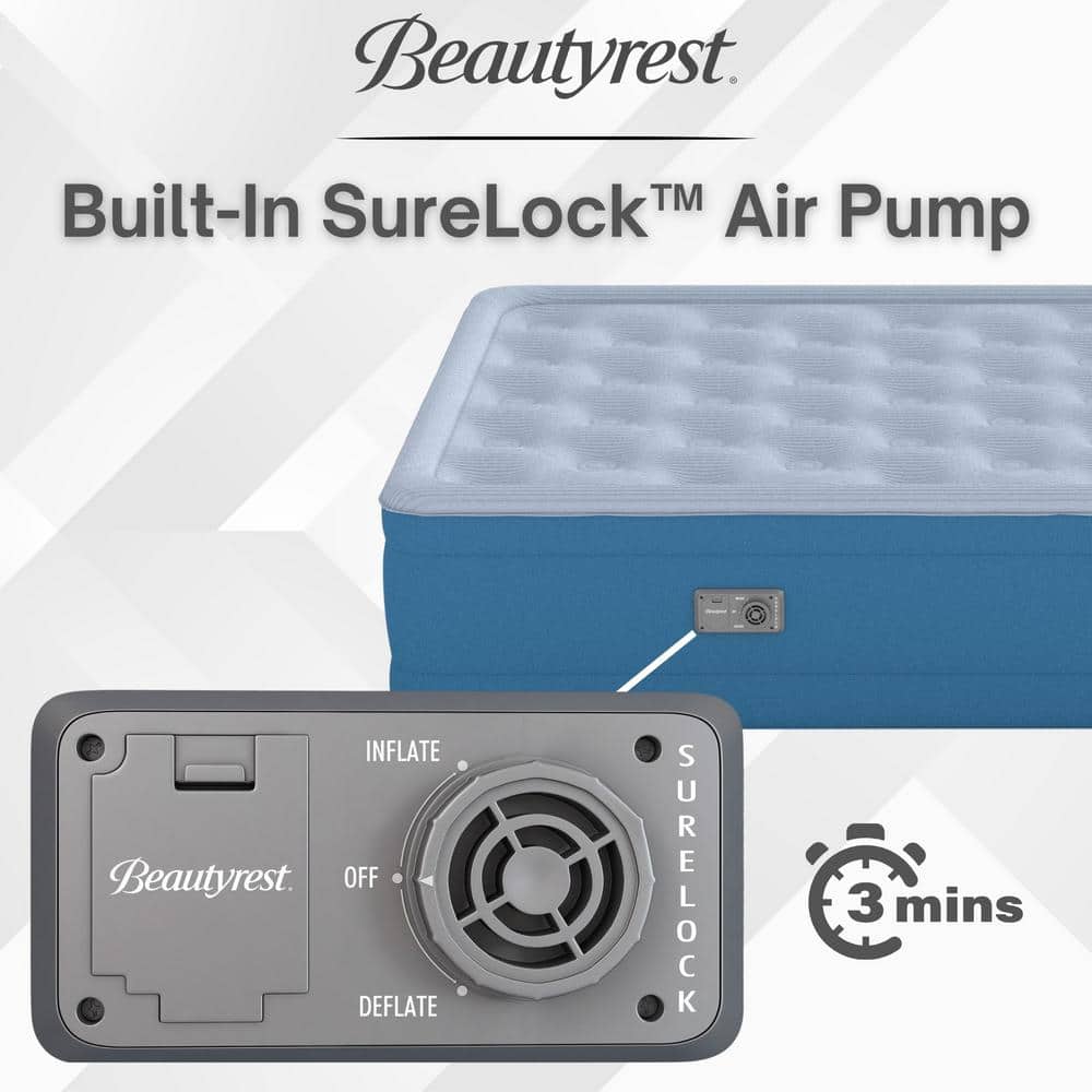 Beautyrest Twin Blue Vinyl 17" Raised Air Mattress with Built-in Pump