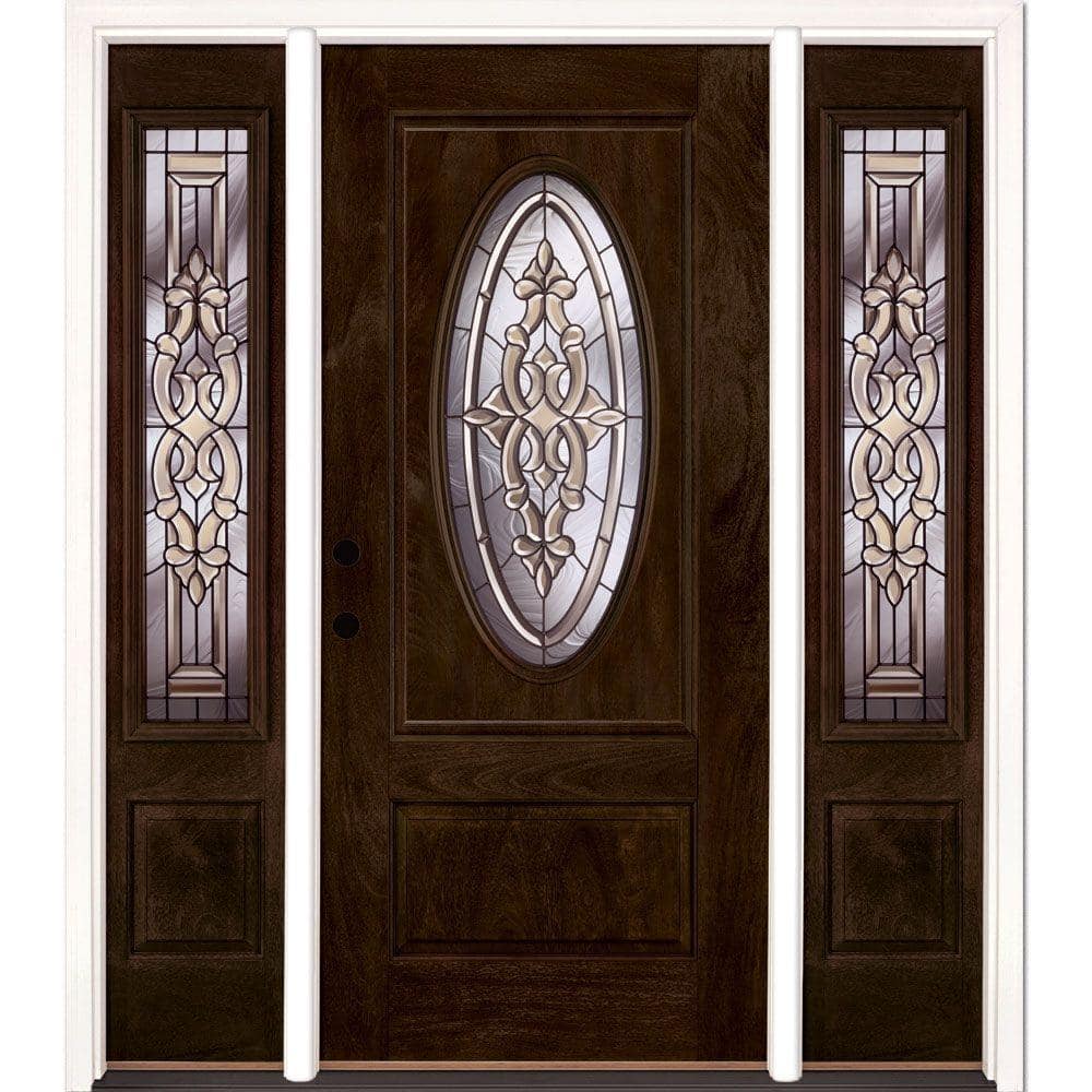67.5 in.x81.625in.Silverdale Patina 3/4 Oval Lt Stained Chestnut Mahogany R