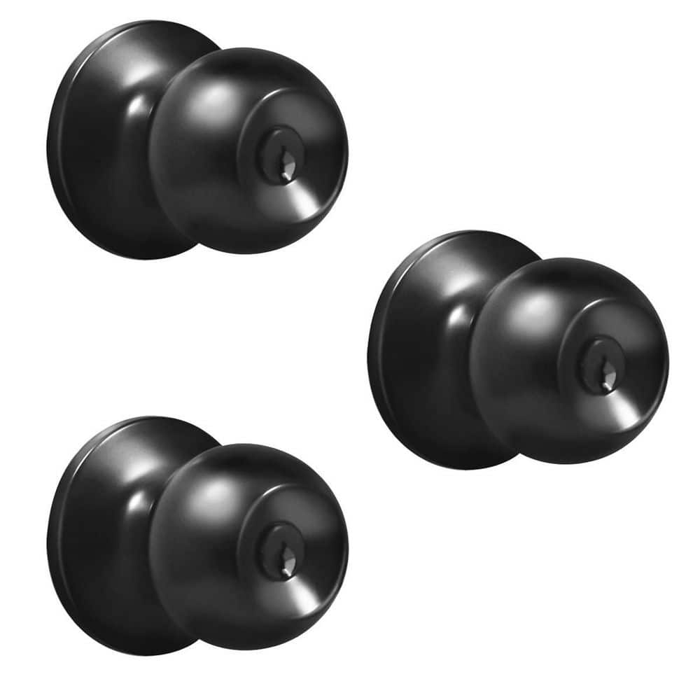 Matte Black Entry Door Knob with 6 KW1 Keys Keyed Alike (3-Pack) price history on PriceWatchPro