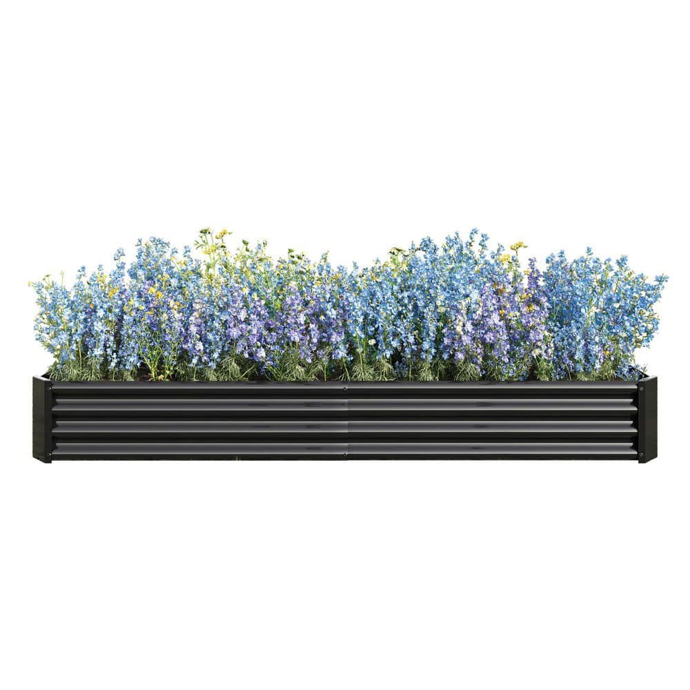 7.6 ft. x 3.7 ft. x 0.98 ft. Black Metal Rectangle Raised Garden Bed for Fl
