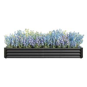 7.6 ft. x 3.7 ft. x 0.98 ft. Black Metal Rectangle Raised Garden Bed for Flowers Plants, Vegetables Herb