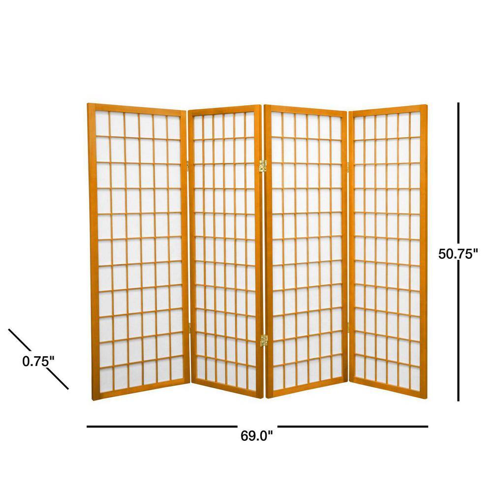Honey 4-Panel Shoji Folding Room Divider