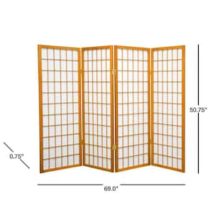 4 ft. Short Window Pane Shoji Screen - Honey - 4 Panels