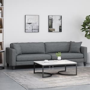 Clemons 101 in. Charcoal Solid Fabric 4-Seat Lawson Sofa with Removable Cushions