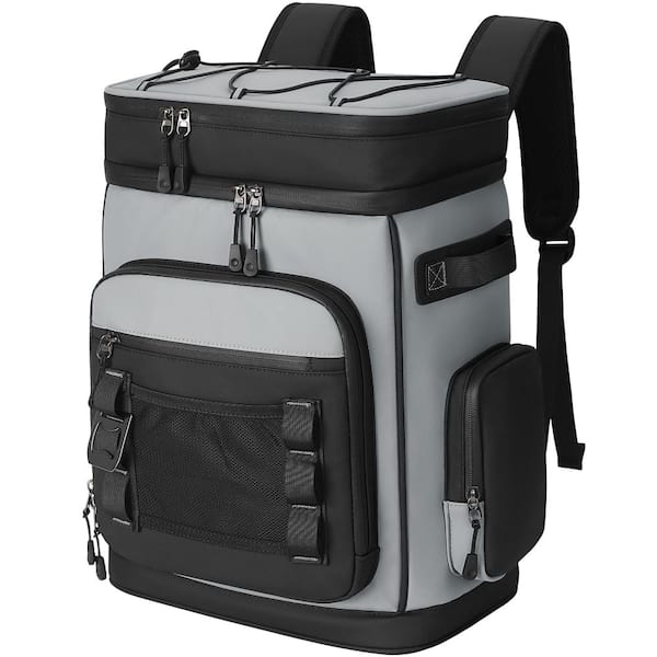 Gray Black 48 Cans Cooler Picnic Backpack, Waterproof Insulated Leakproof Backpack Cooler