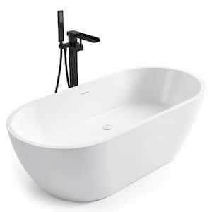 ANZZI Mone 59 in. x 29 in. Flat Bottom Freestanding Soaking