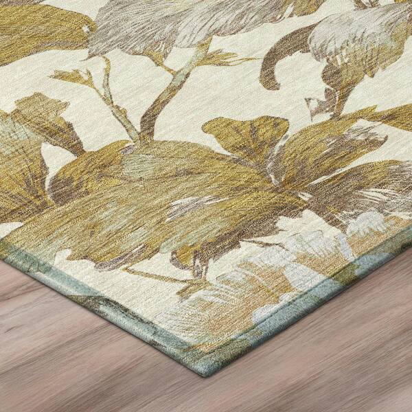 Chantille Machine Washable Indoor/Outdoor Abstract ACN3063 Wheat 8 ft. x 8 ft. Round Rug