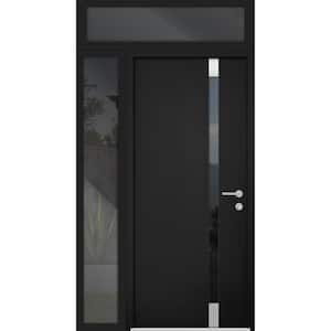 6777 46 in. x 96 in. Left-Hand/Inswing Tinted Glass Black Enamel Steel Prehung Front Door with Hardware