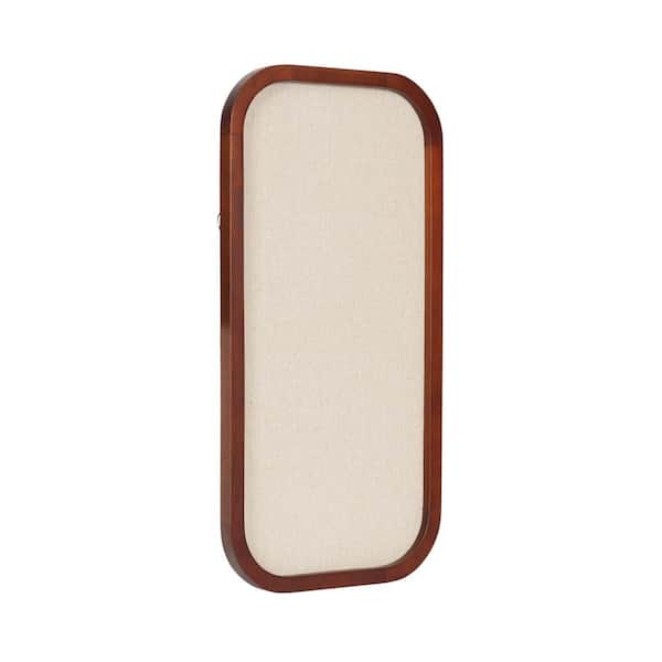 Hutton 12 in. x 24 in. Walnut Brown Wood Framed Linen Fabric Memo Board