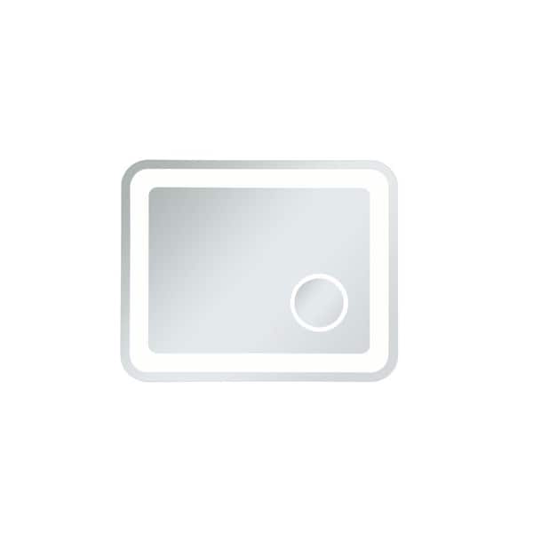Unbranded Timeless Home 30 in. W x 24 in. H Modern Metal Framed Magnifying LED Wall Bathroom Vanity Mirror in Glossy White