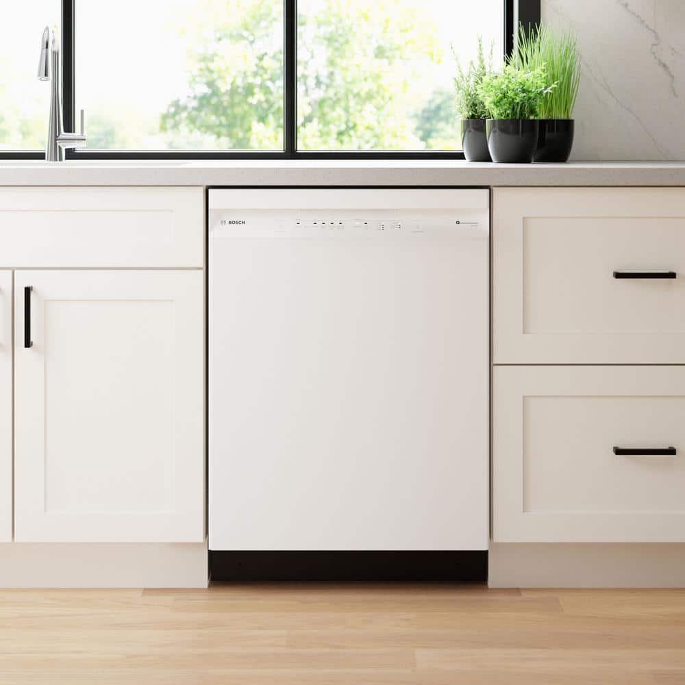 24" White Built-In Dishwasher with Stainless Steel Tub