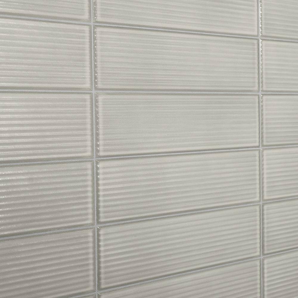 Stacy Garcia Olimar Grooved 4" x 16" Polished Gray Porcelain Subway Wall Tile
