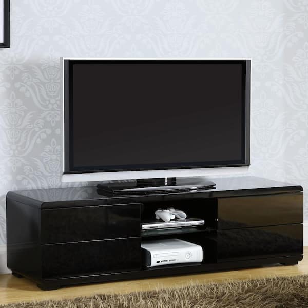 Furniture of America Hiatha Black TV Stand Fits TV's up to 65 in. with Drawers