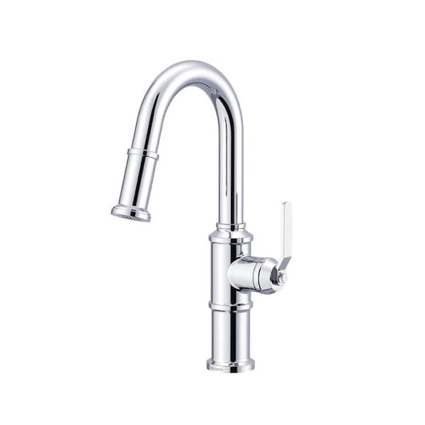 Gerber Kinzie Single Handlebar Faucet Pull-Down Deck Mount with 1.75 GPM in Chrome