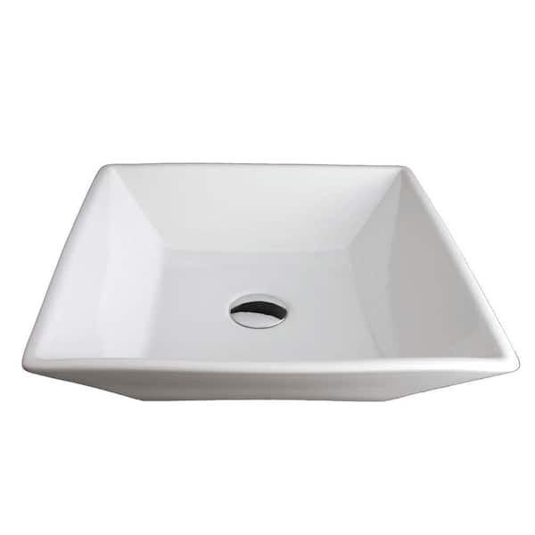 Fontaine Square Porcelain Vessel Bathroom Sink in White