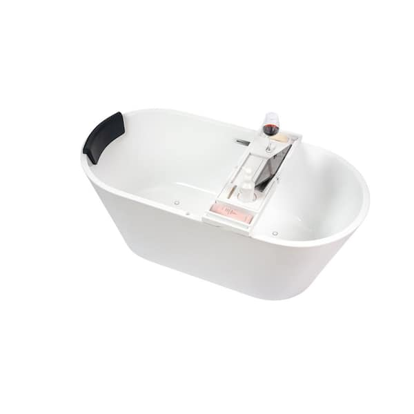 Vanity Art 59 in. L X 30 in. W White Acrylic Freestanding Air Bubble  Bathtub in White/Polished Chrome VAB6815-NSW - The Home Depot