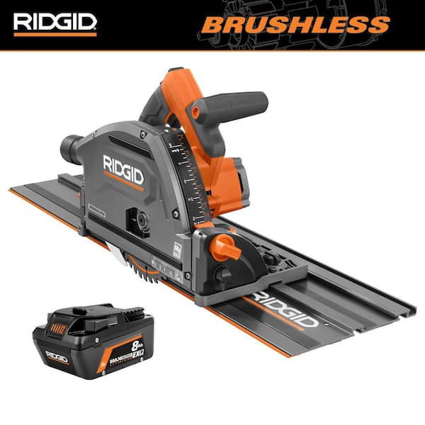 RIDGID 18V Brushless Cordless 6-1/2 in. Track Saw with 8.0 Ah MAX Output EXP Lithium-Ion Battery