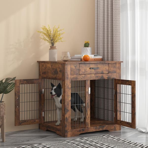Unbranded H-W116241645 Furniture Style Dog Crate End Table with Drawer - 3