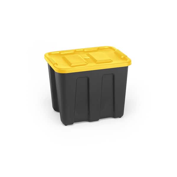 Homz Durabilt 15 Gallon Tough Flip Lid Storage Container, Black/Yellow (6  Pack)