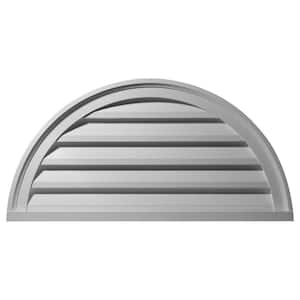 40 in. x 20 in. Half Round Primed Polyurethane Paintable Gable Louver Vent Non-Functional