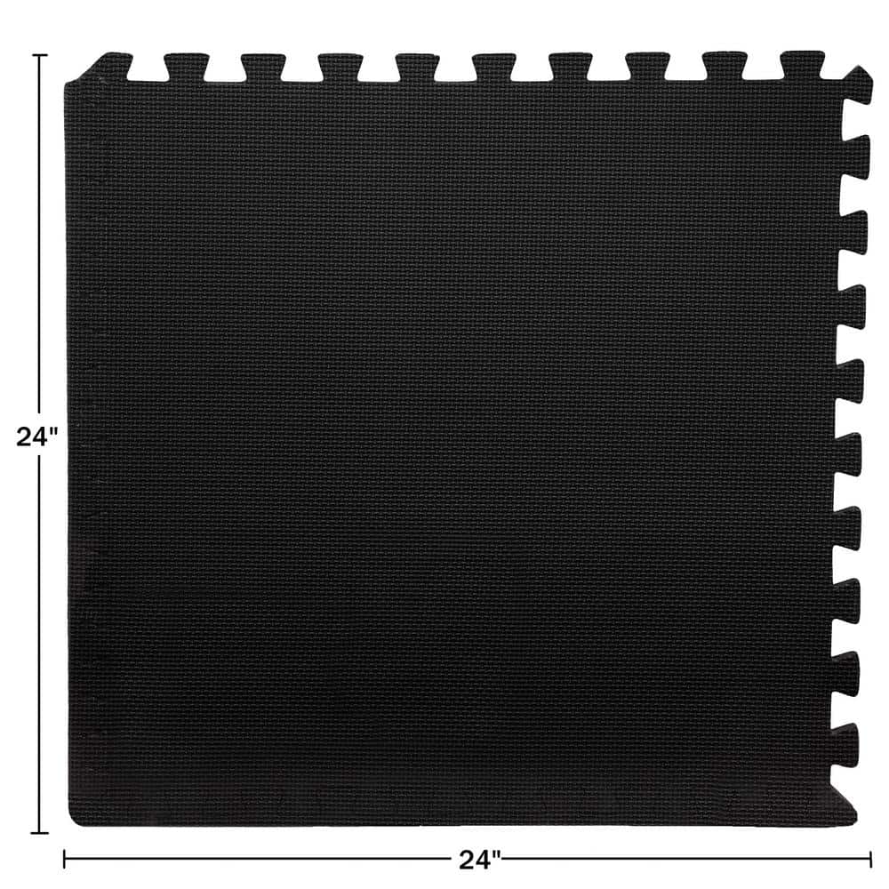Black 24" x 24" Interlocking EVA Foam Floor Tiles, 18-Pack