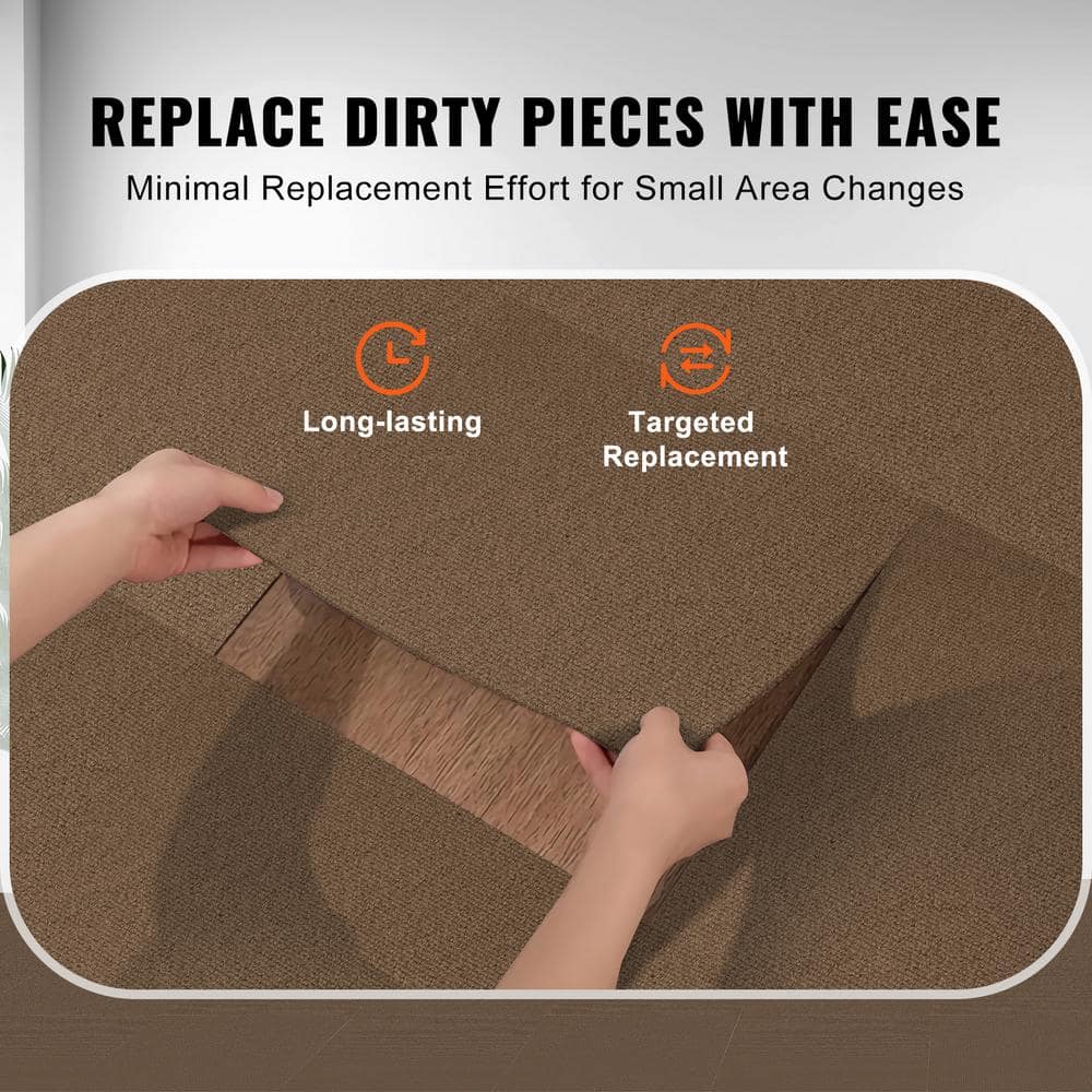 18'' x 18'' Brown Polyester Peel and Stick Carpet Tiles