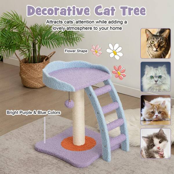 ANGELES HOME Purple 19 Mohair Plush Cat Tree with Ladder and