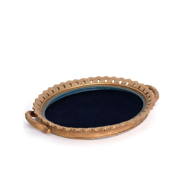 A & B Home Gold Oval Polyresin 13.1 Decorative Tray