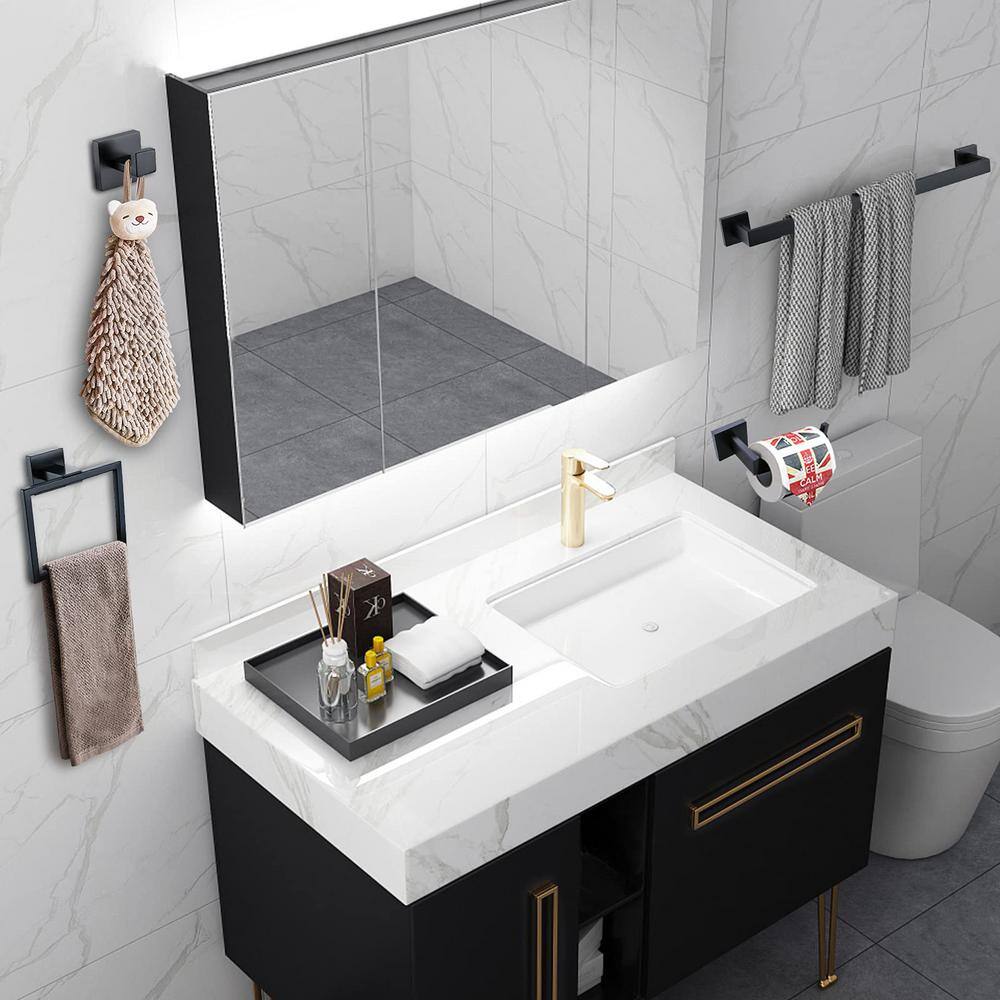 Matte Black Stainless Steel 5-Piece Modern Bathroom Hardware Set