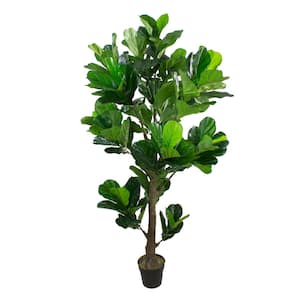 74 in. Dark Green Artificial Fiddle Leaf Fig Potted Tree