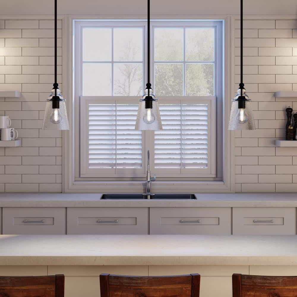 Oil Rubbed Bronze Mini Pendant with Clear Seeded Glass Shade