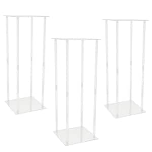 31.49 in. x 11.41 in. Simple Design Transparent Square Plastic Outdoor Plant Stands Single Tire 3-Peice