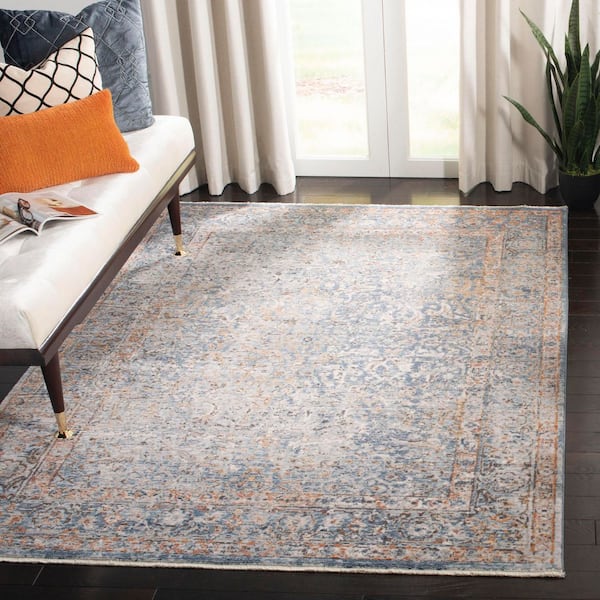Winston 4 ft. x 6 ft. Navy/Cream Oriental Distressed Area Rug