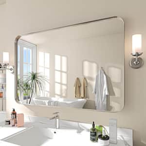 48 in. W x 32 in. H Rectangular Aluminum Framed Wall Bathroom Vanity Mirror in Silver