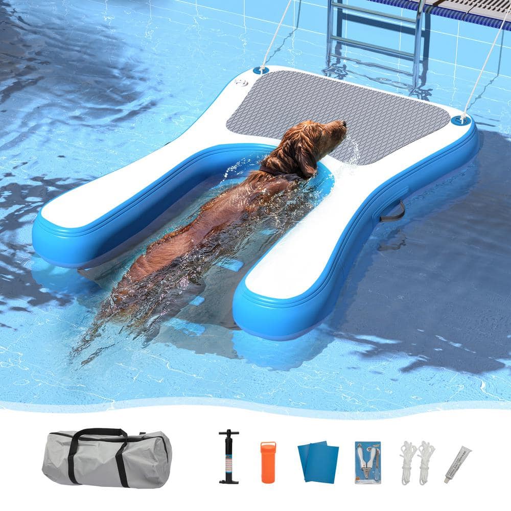 COZIWOW 60 in. L Inflatable Dog Water Ramp Floating Ramp Ladder for Pool, Dock and Boat