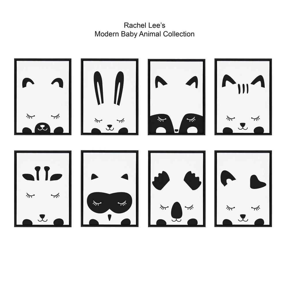Modern Black and White Baby Animal Canvas Prints Set