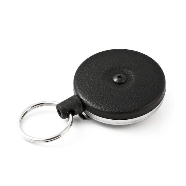 Key-Bak Original SD Retractable Keychain, 36 Retractable Cord, Black Front, Steel Belt Clip, 13 oz. Retraction, Split Ring